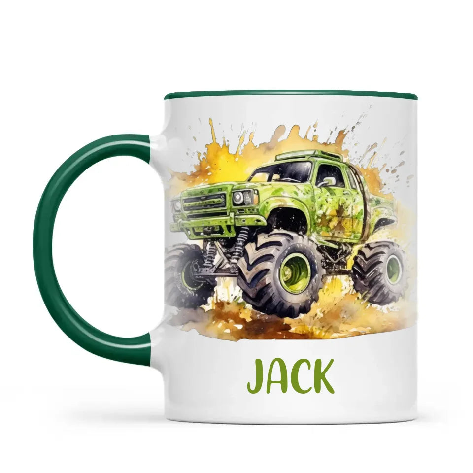 Green Giant Monster Truck - Personalised Kids Mug