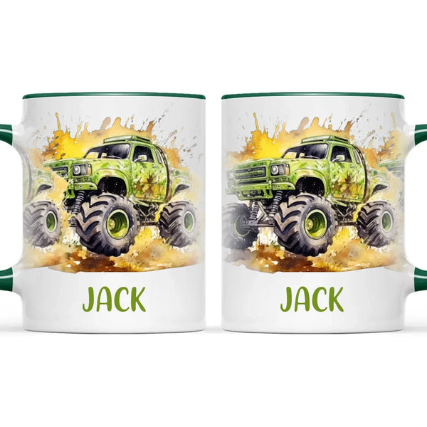 Green Giant Monster Truck - Personalised Kids Mug