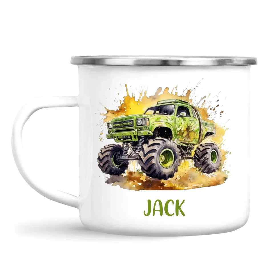 Green Giant Monster Truck - Personalised Kids Mug