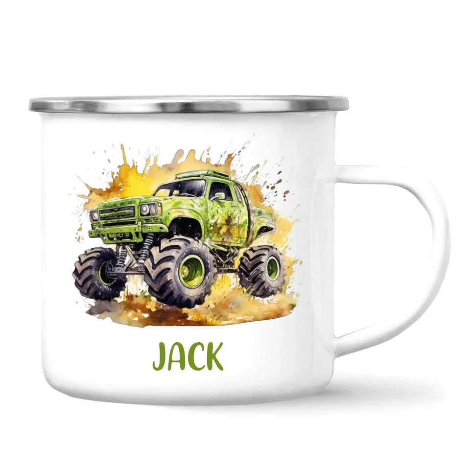 Green Giant Monster Truck - Personalised Kids Mug