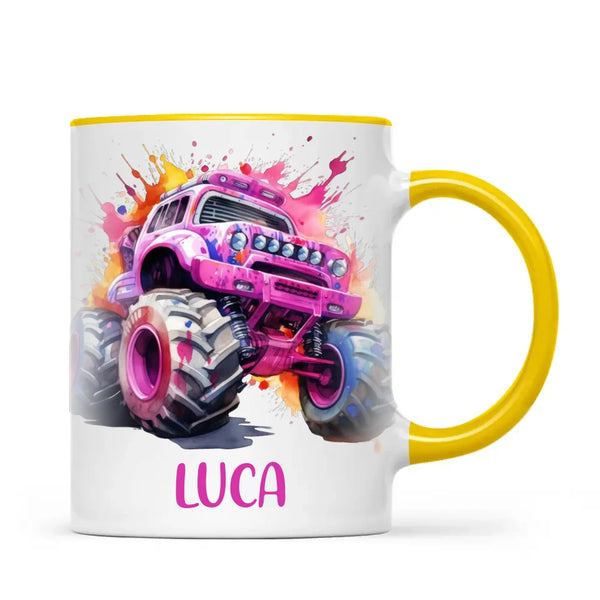 Pink Power Monster Truck - Personalised Kids Mug