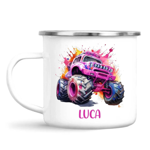 Pink Power Monster Truck - Personalised Kids Mug