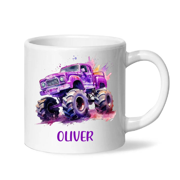 Purple Power Monster Truck - Personalised Kids Mug