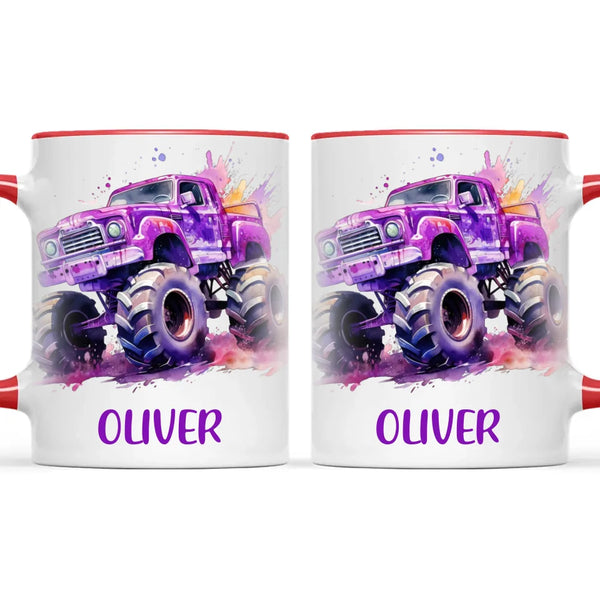 Purple Power Monster Truck - Personalised Kids Mug