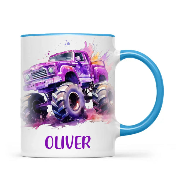 Purple Power Monster Truck - Personalised Kids Mug