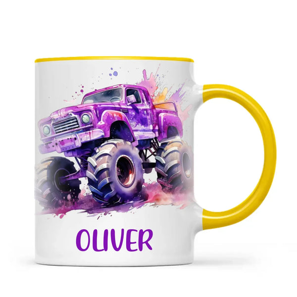 Purple Power Monster Truck - Personalised Kids Mug