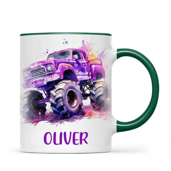 Purple Power Monster Truck - Personalised Kids Mug