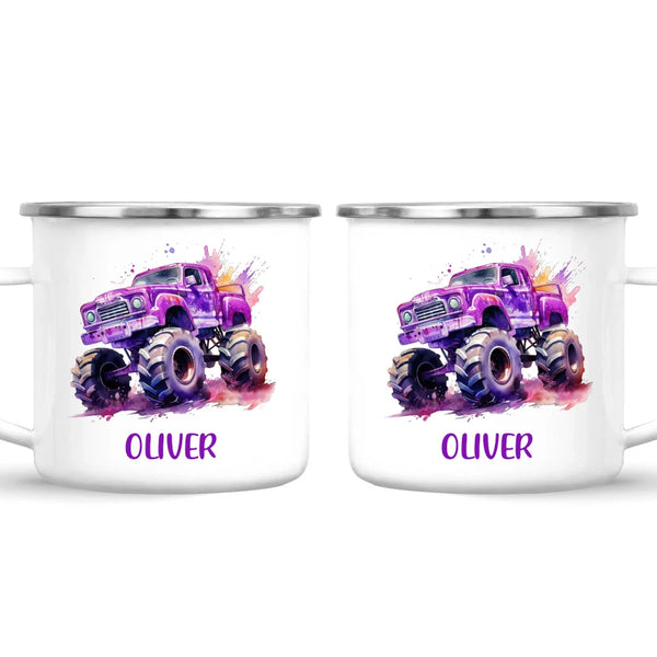 Purple Power Monster Truck - Personalised Kids Mug