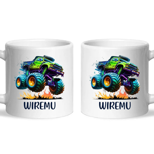 Neon Fury Truck - Personalised Kids Mug