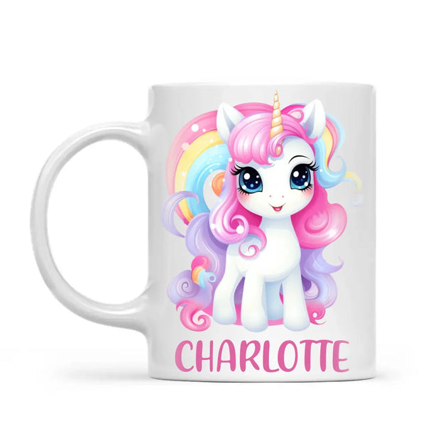 Personalised with Name, Magical Unicorn Kids Mug – Custom Unicorn Cup for Children – Available in 11oz, 6oz & Enamel Options