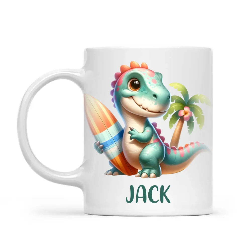 Wave Rider Dino - Personalised Kids Mug