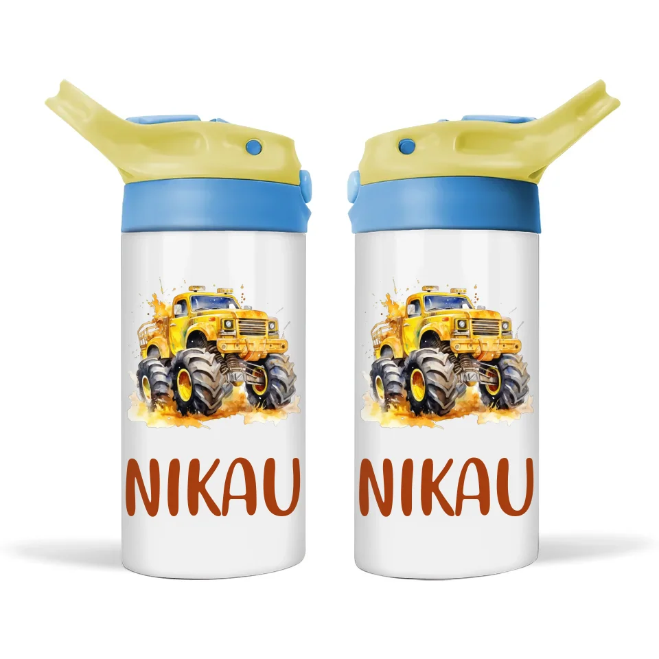 Yellow Beast Monster Truck - Personalised Sippy Bottle