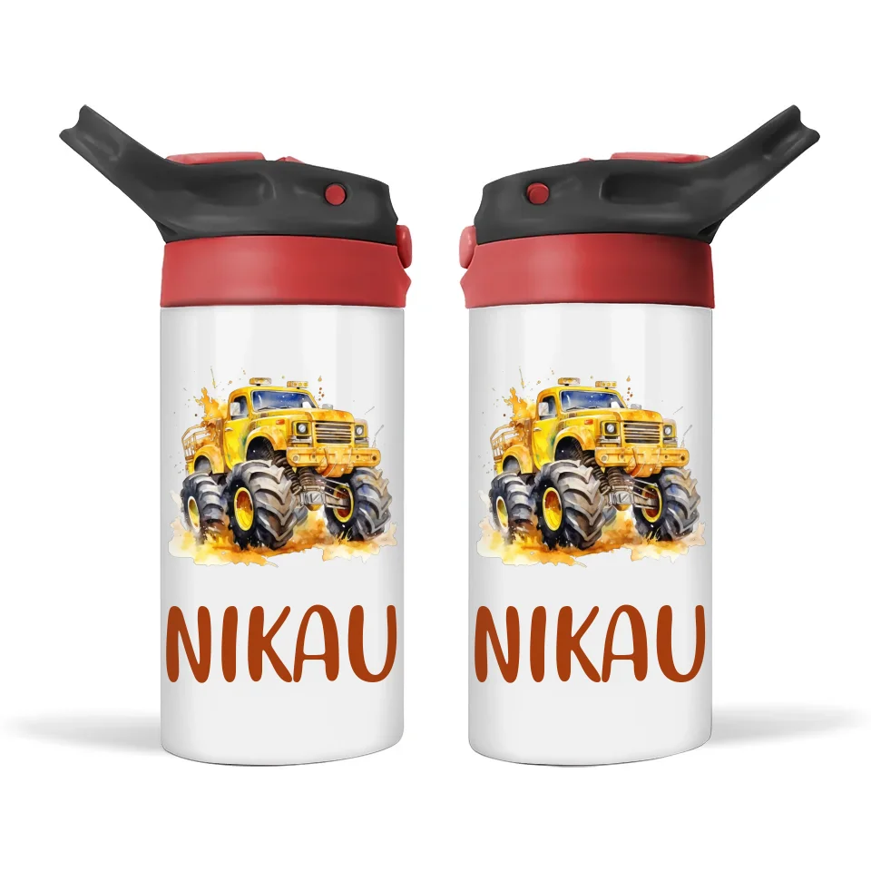 Yellow Beast Monster Truck - Personalised Sippy Bottle