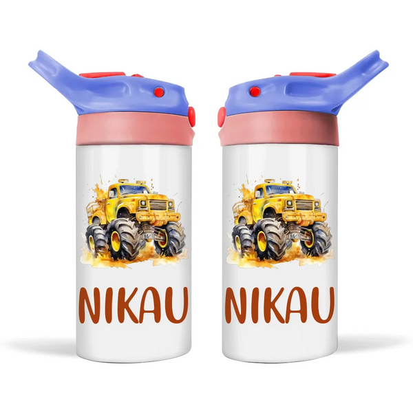 Yellow Beast Monster Truck - Personalised Sippy Bottle