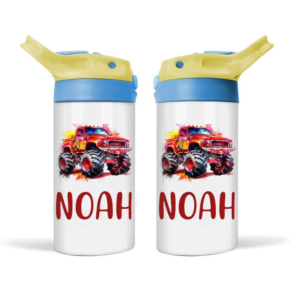 Fiery Red Monster Truck - Personalised Sippy Bottle