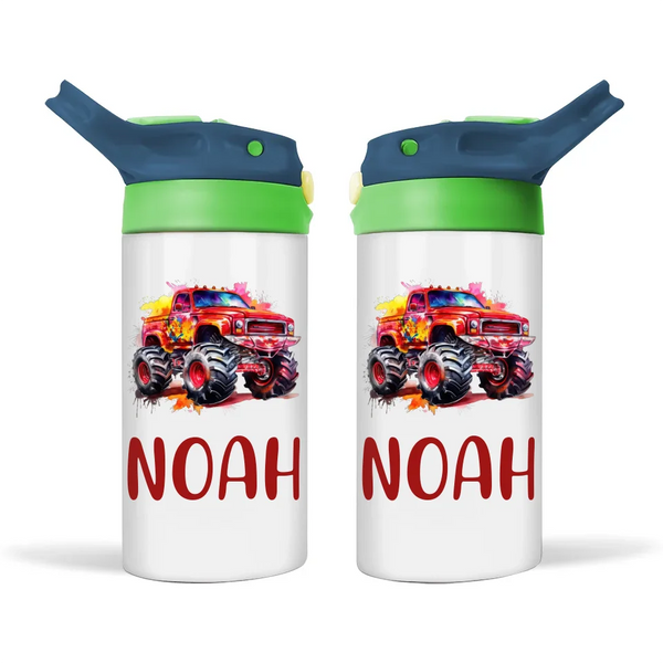 Fiery Red Monster Truck - Personalised Sippy Bottle