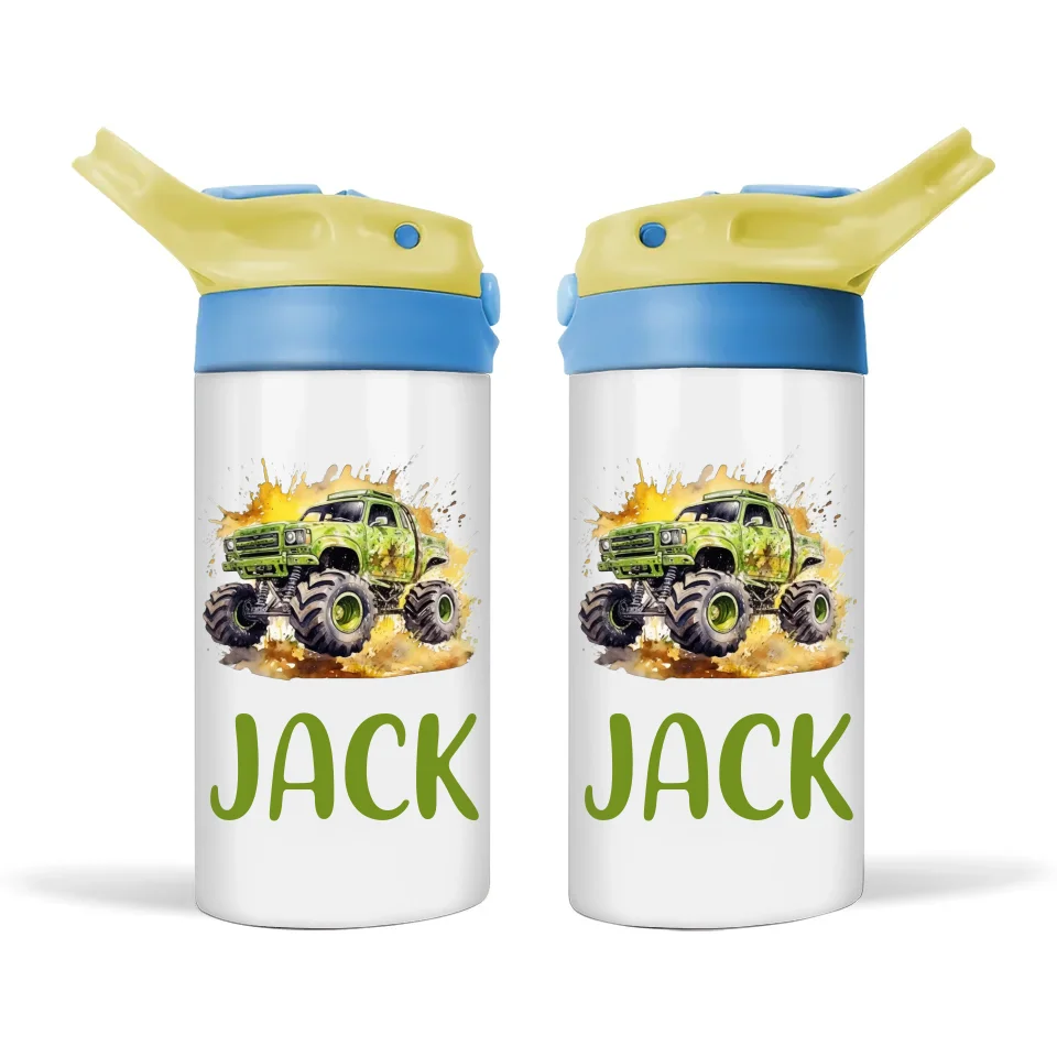 Green Giant Monster Truck - Personalised Sippy Bottle