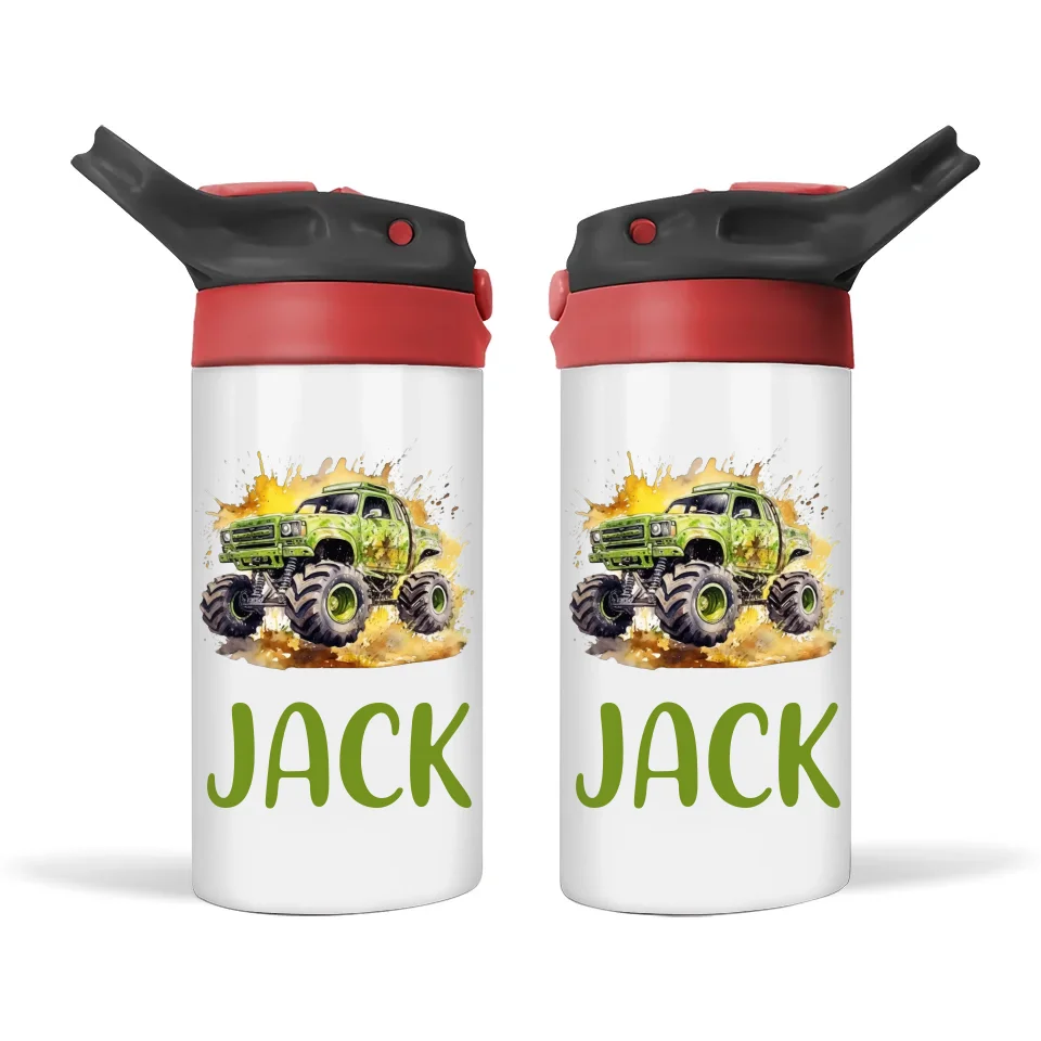 Green Giant Monster Truck - Personalised Sippy Bottle