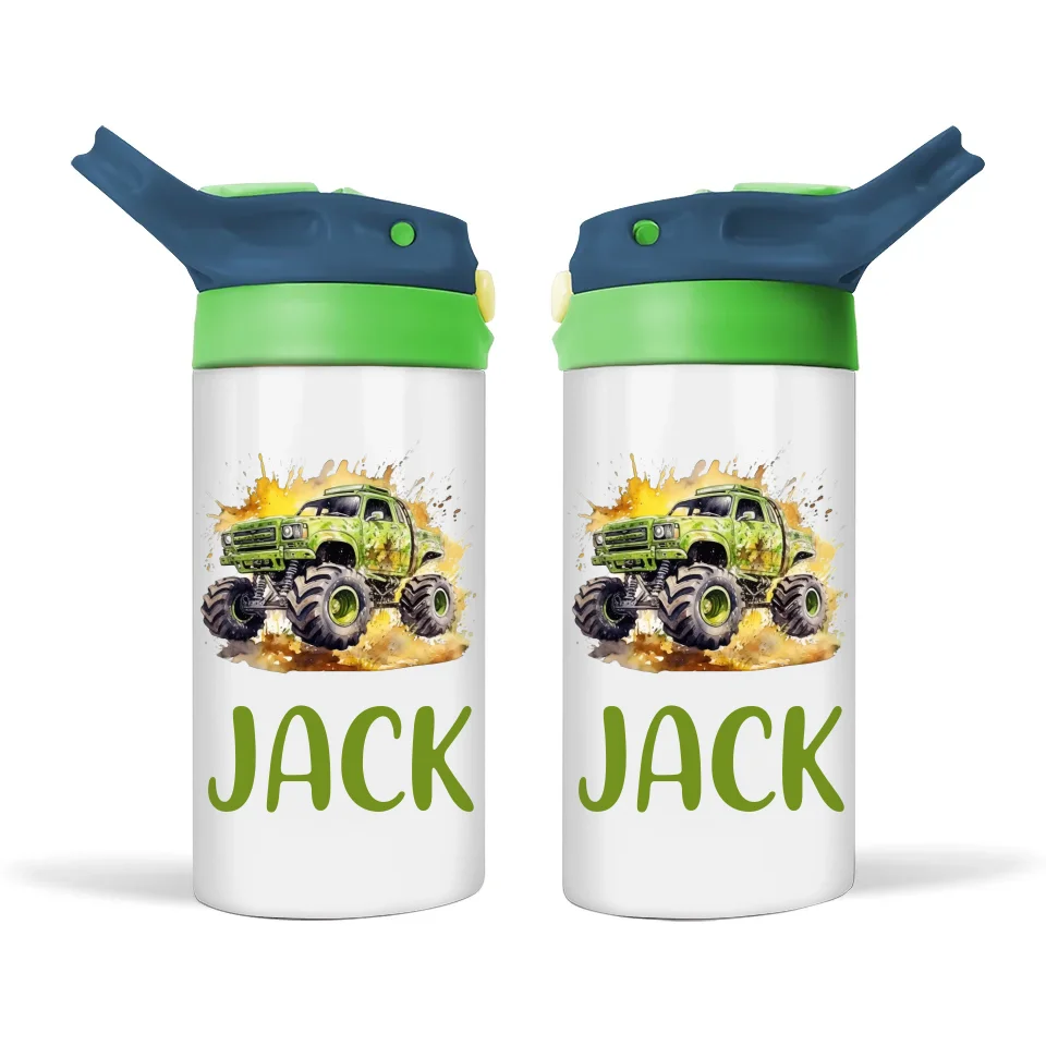 Green Giant Monster Truck - Personalised Sippy Bottle