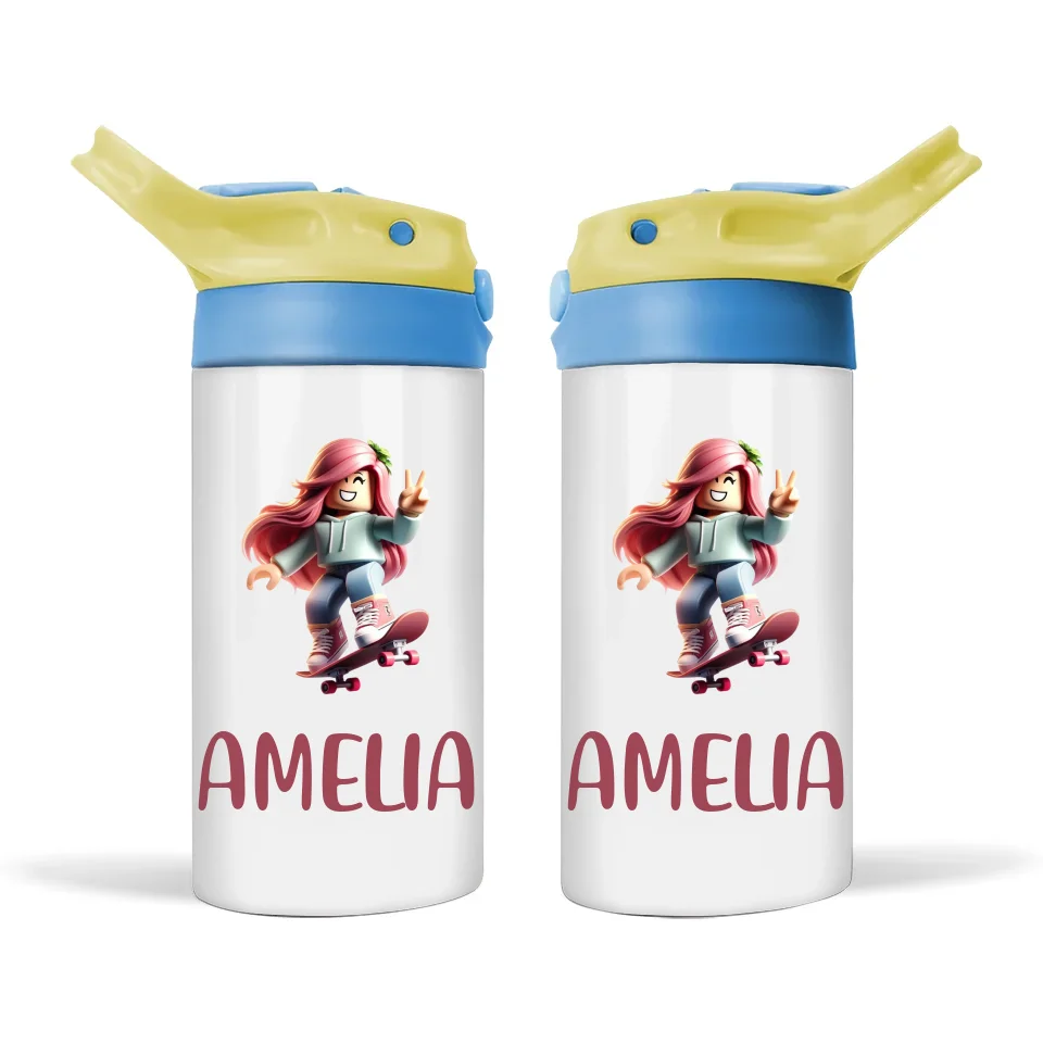 Gamer Skater Girl - Personalised Sippy Bottle