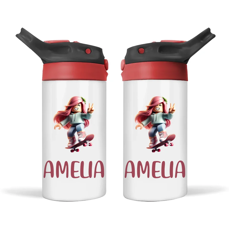 Gamer Skater Girl - Personalised Sippy Bottle