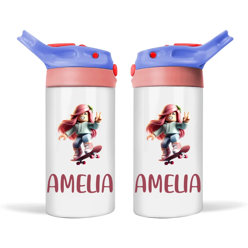 Gamer Skater Girl - Personalised Sippy Bottle