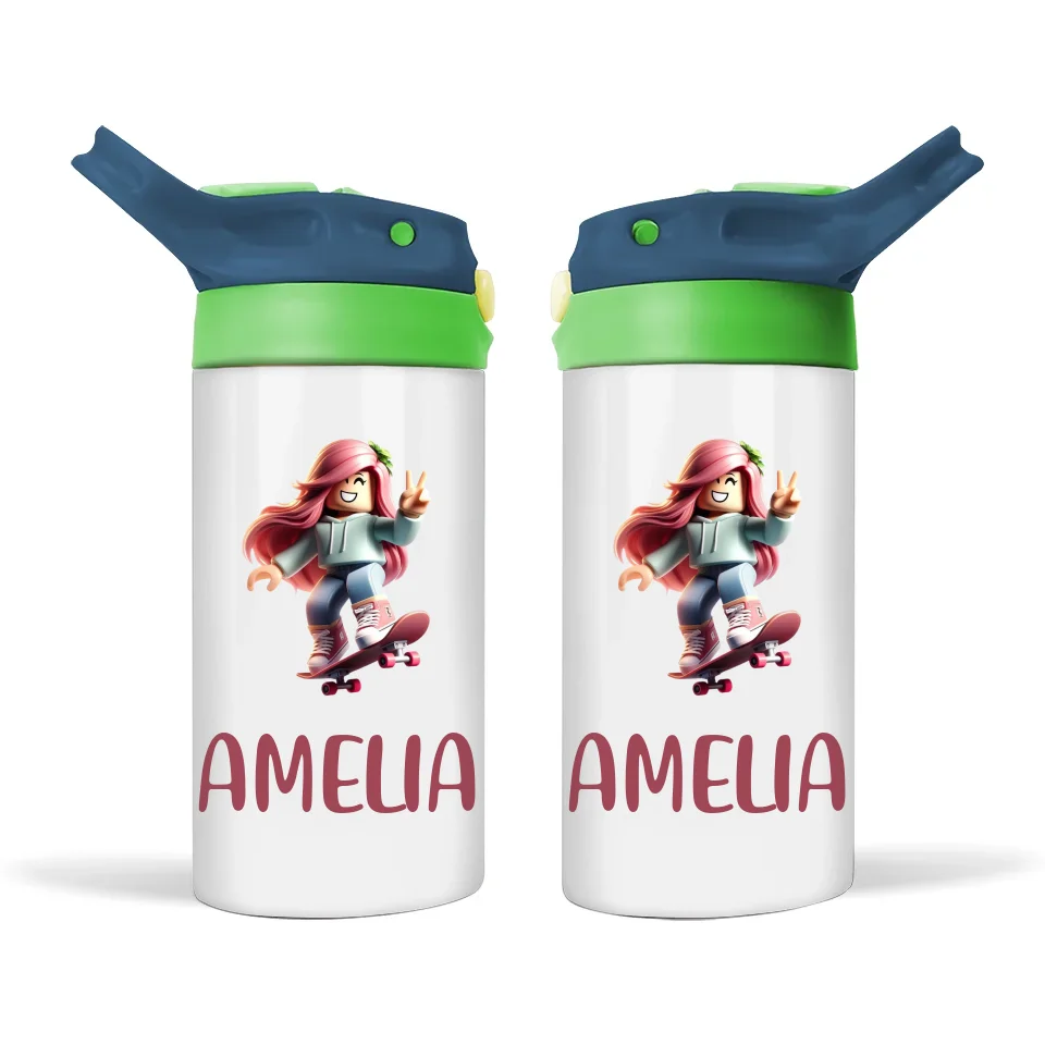 Gamer Skater Girl - Personalised Sippy Bottle