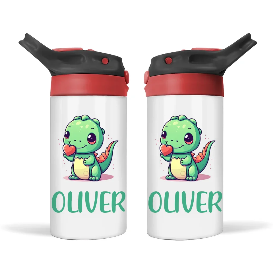 Green Dino Buddy - Personalised Sippy Bottle