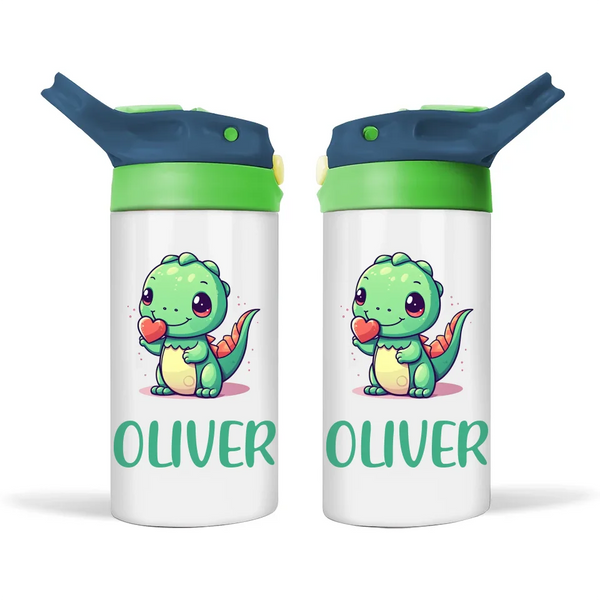 Green Dino Buddy - Personalised Sippy Bottle