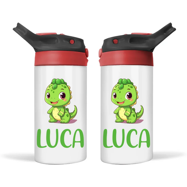 Personalised Dinosaur Kids Sippy Bottle – Custom Name | Double-Walled Insulated