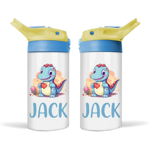 Personalised Dinosaur Sippy Bottle – Custom Name | Double-Walled Insulated