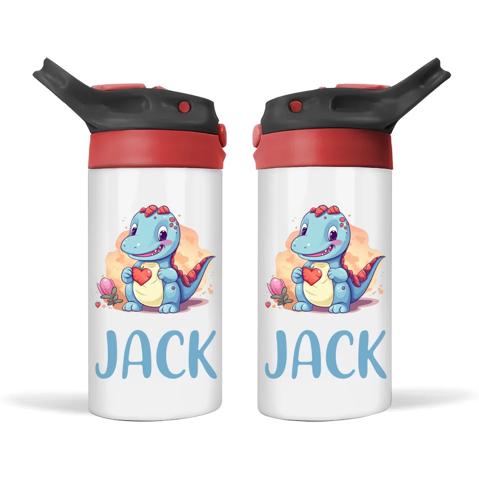 Cuddly Blue Dino - Personalised Sippy Bottle