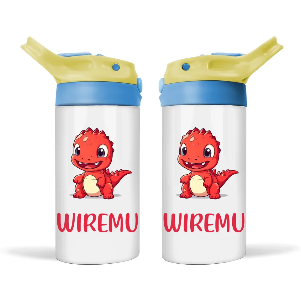 Joyful Red Dino - Personalised Sippy Bottle