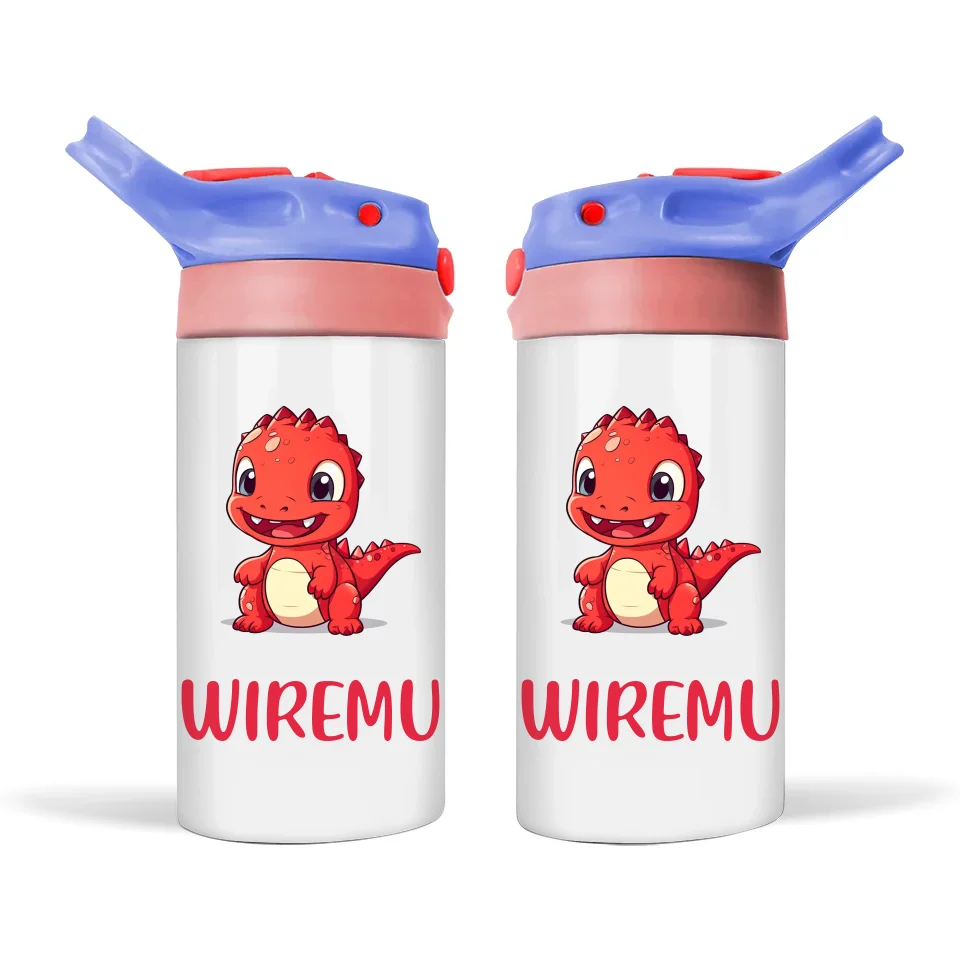 Joyful Red Dino - Personalised Sippy Bottle