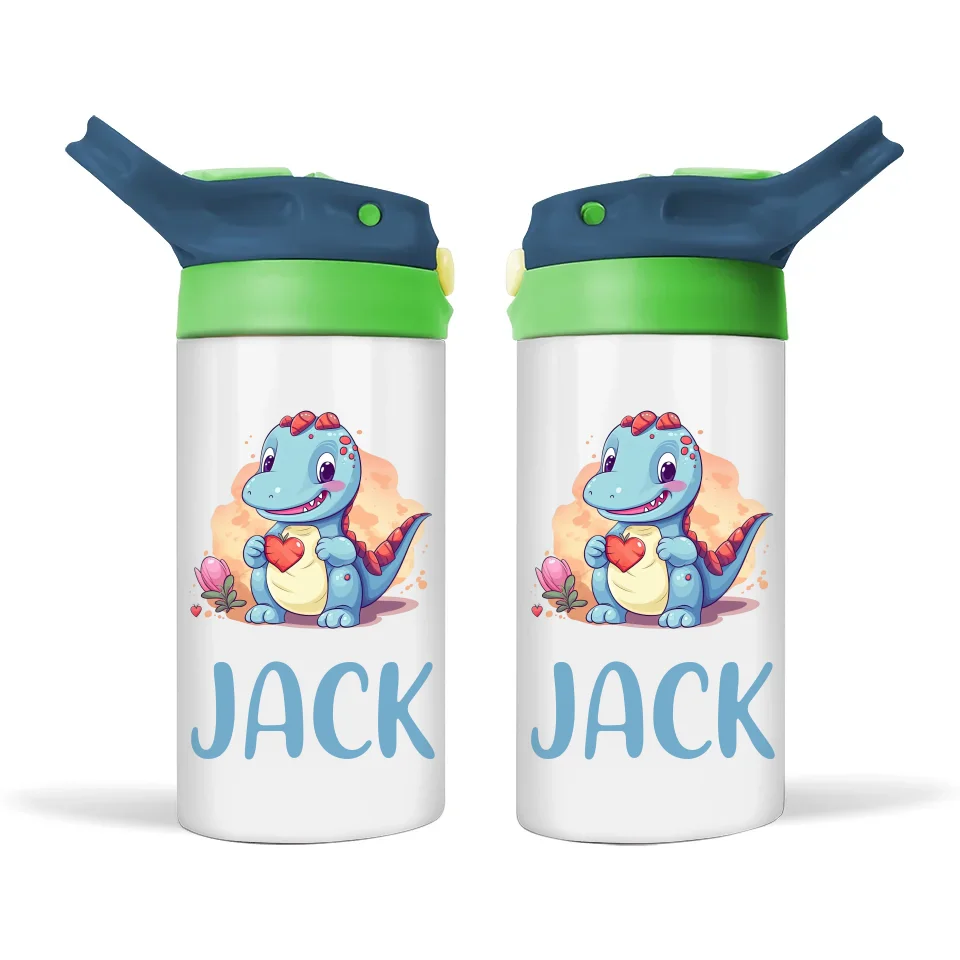 Cuddly Blue Dino - Personalised Sippy Bottle