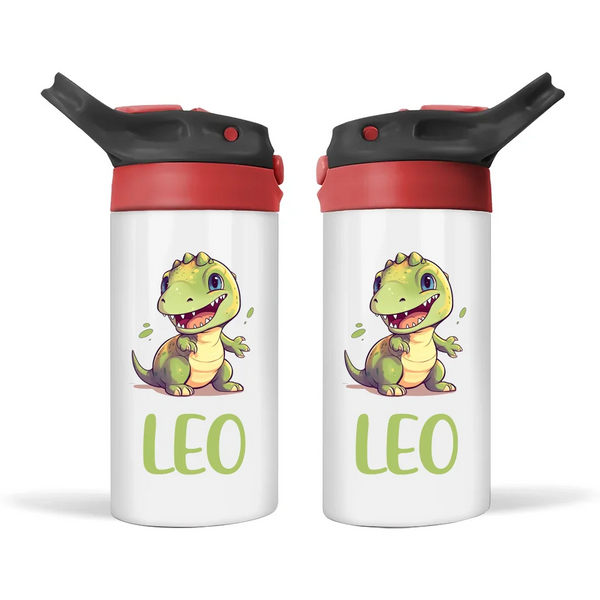 Personalised Kids Sippy Bottle - Cute Dinosaur Design with Custom Name