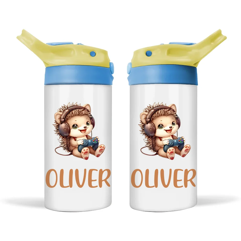 Gamer Hedgehog Fun - Personalised Sippy Bottle