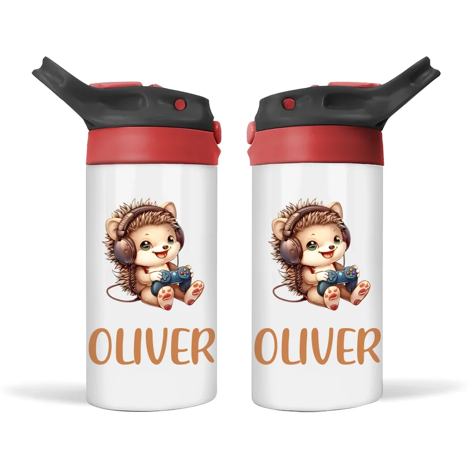 Gamer Hedgehog Fun - Personalised Sippy Bottle