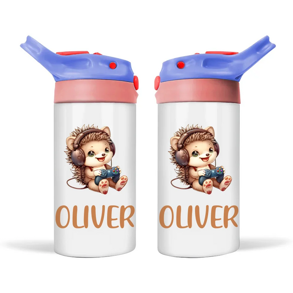 Gamer Hedgehog Fun - Personalised Sippy Bottle