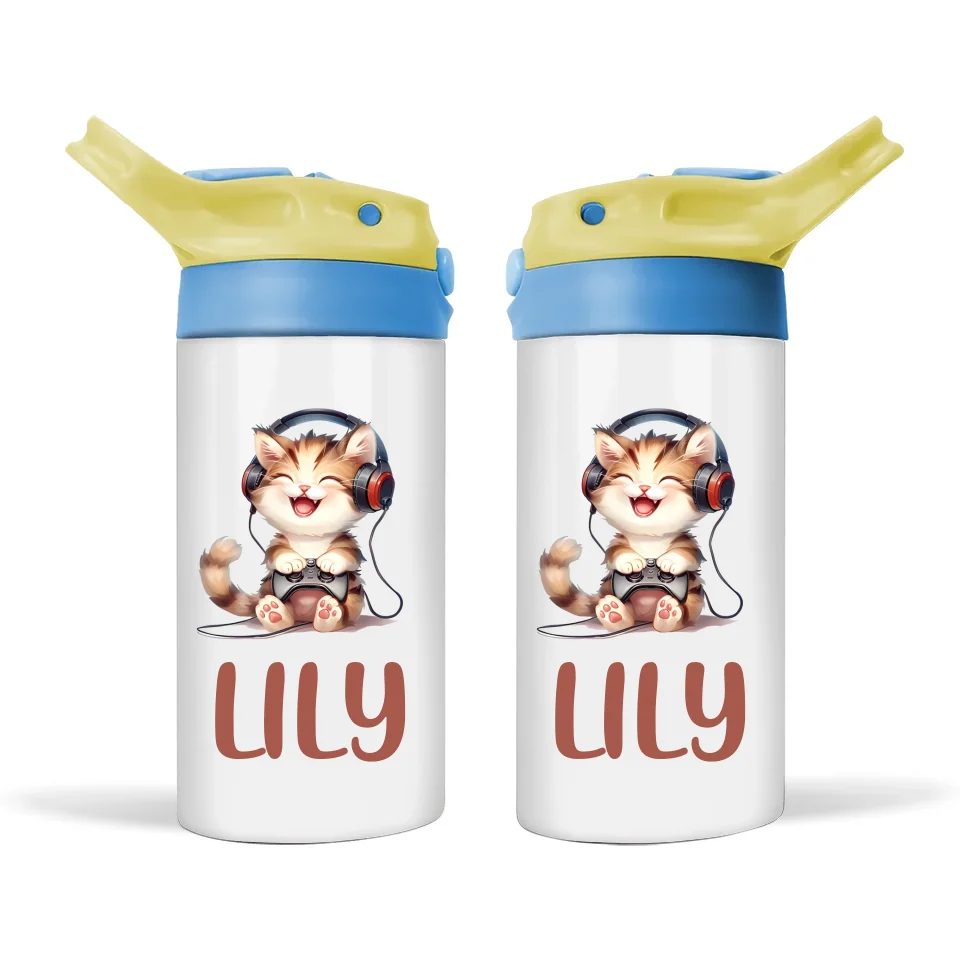 Gamer Kitty Fun - Personalised Sippy Bottle