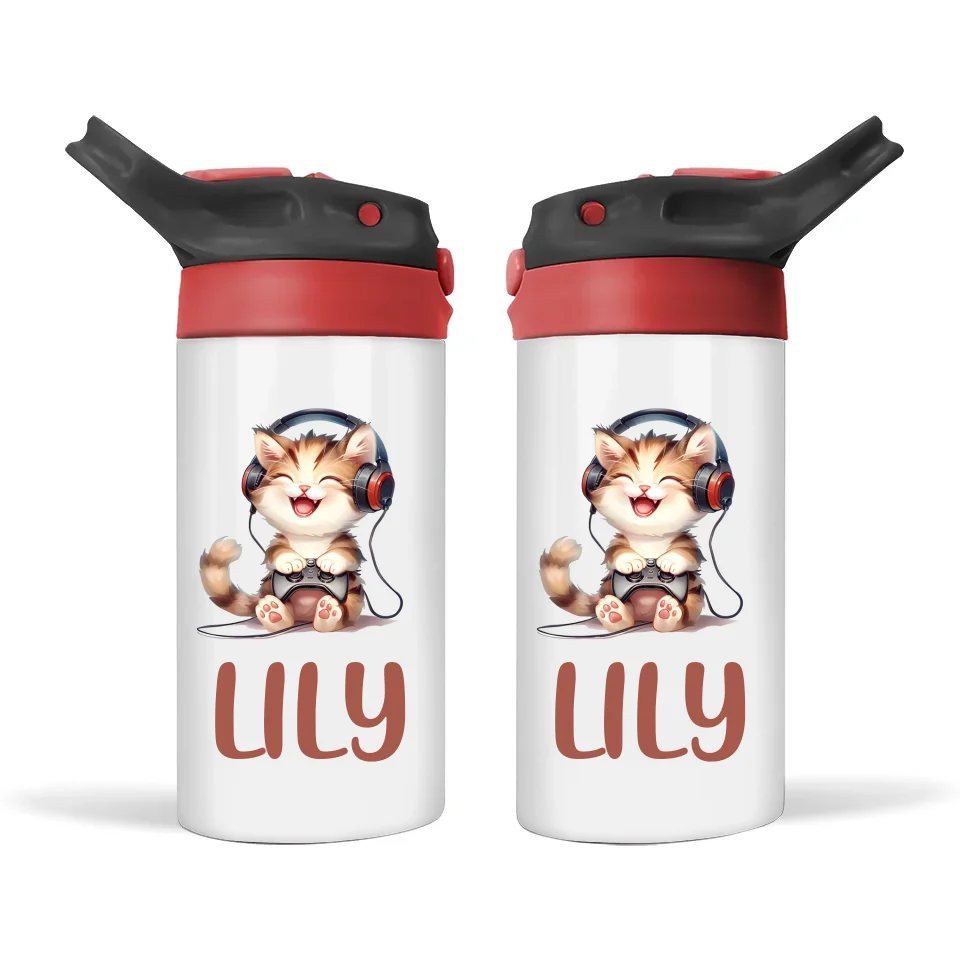 Gamer Kitty Fun - Personalised Sippy Bottle