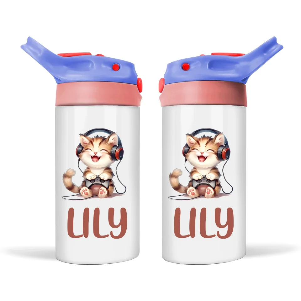 Gamer Kitty Fun - Personalised Sippy Bottle