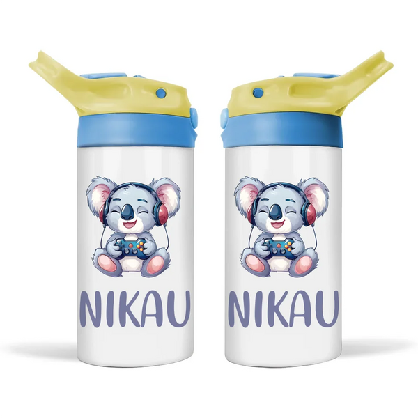 Cheerful Koala Gamer - Personalised Sippy Bottle