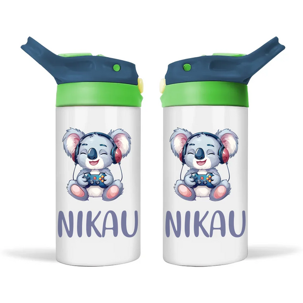 Cheerful Koala Gamer - Personalised Sippy Bottle