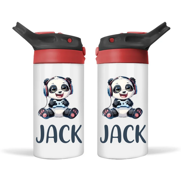 Panda Gamer Adventure - Personalised Sippy Bottle