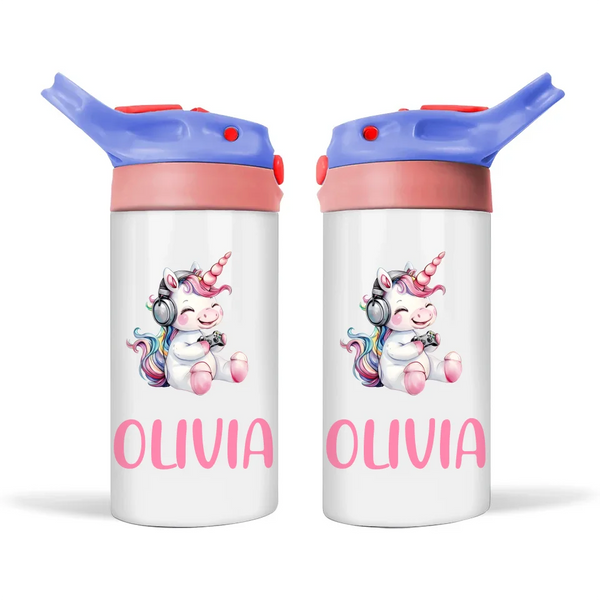 Gamer Unicorn Funzone - Personalised Sippy Bottle