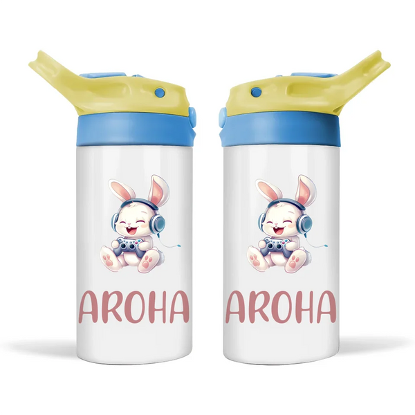 Bunny Joy Gamer - Personalised Sippy Bottle