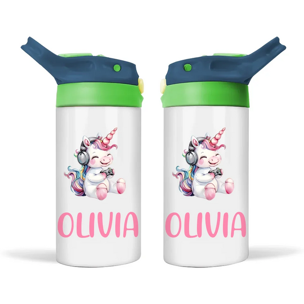 Gamer Unicorn Funzone - Personalised Sippy Bottle