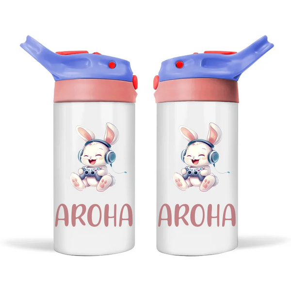 Bunny Joy Gamer - Personalised Sippy Bottle