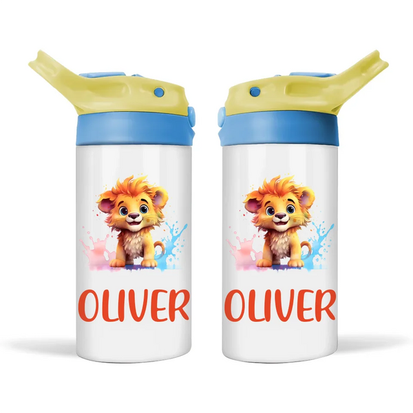 Personalised Kids Sippy Bottle - Adorable Lion Cub Design with Custom Name